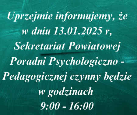 Ograniczona praca sekretariatu w dniu 13.01.2025 r.