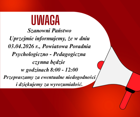 Godziny pracy poradni w dniu 03.04.2026 r.