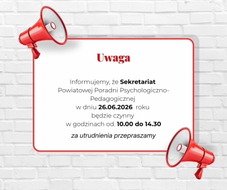 Godziny pracy sekretariatu w dniu 26.06.2026 r.