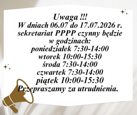 Zmiana godzin pracy sekretariatu w dniach 06.07-17.07.2026