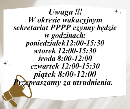 Godziny pracy sekretariatu w okresie wakacyjnym